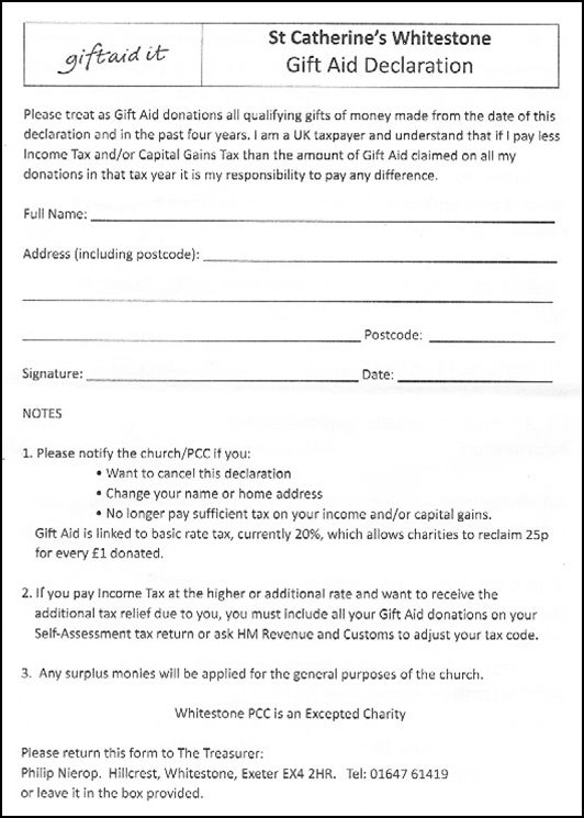St Catherine's Gift Aid Form