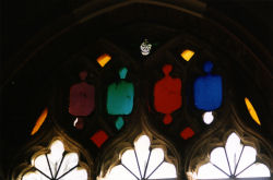 Stained Glass window viewed from inside St. Catherine's Church